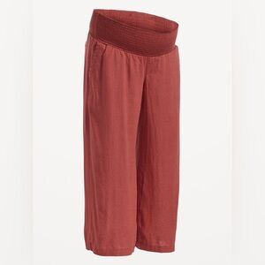 NWOT Old Navy Maternity Smocked-Waist Linen-Blend Wide-Leg Pants - L